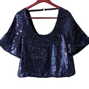 Free People NIGHT FEVER Sequin Scoop Neck Top